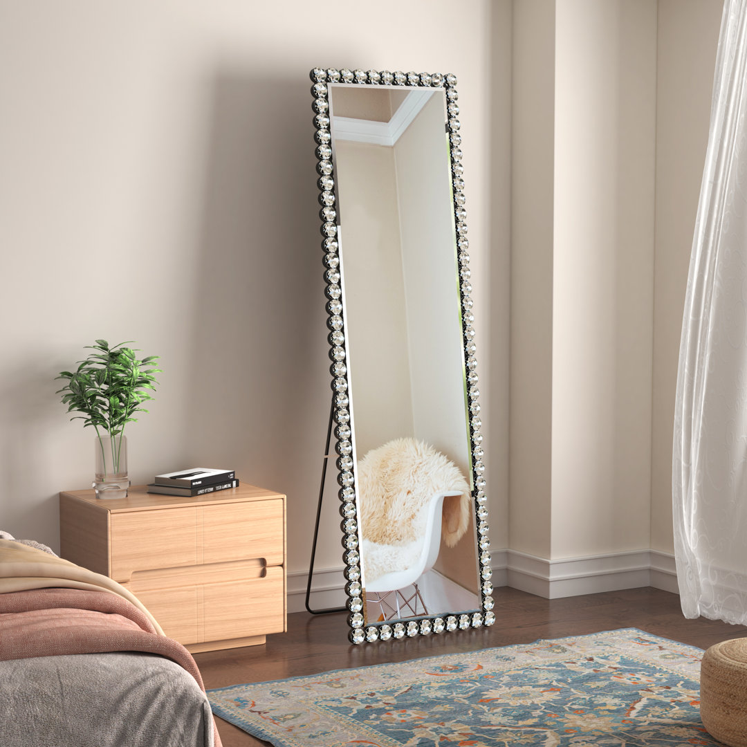 Dileo Glass Framed Full Length Mirror Wall Mirror with Stand Rectangle Rosdorf Park