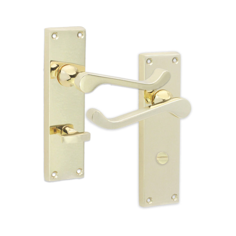Victorian Scroll Privacy Lever Handle 150mm Polished Brass