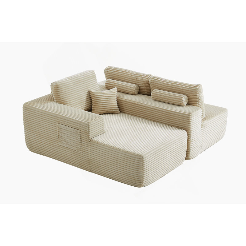 Boneless 104-Inch Cloud Sectional Sofa With L-Shape Chaise, Deep Seating Comfort, Modular Design, And Built-In Side Pockets.