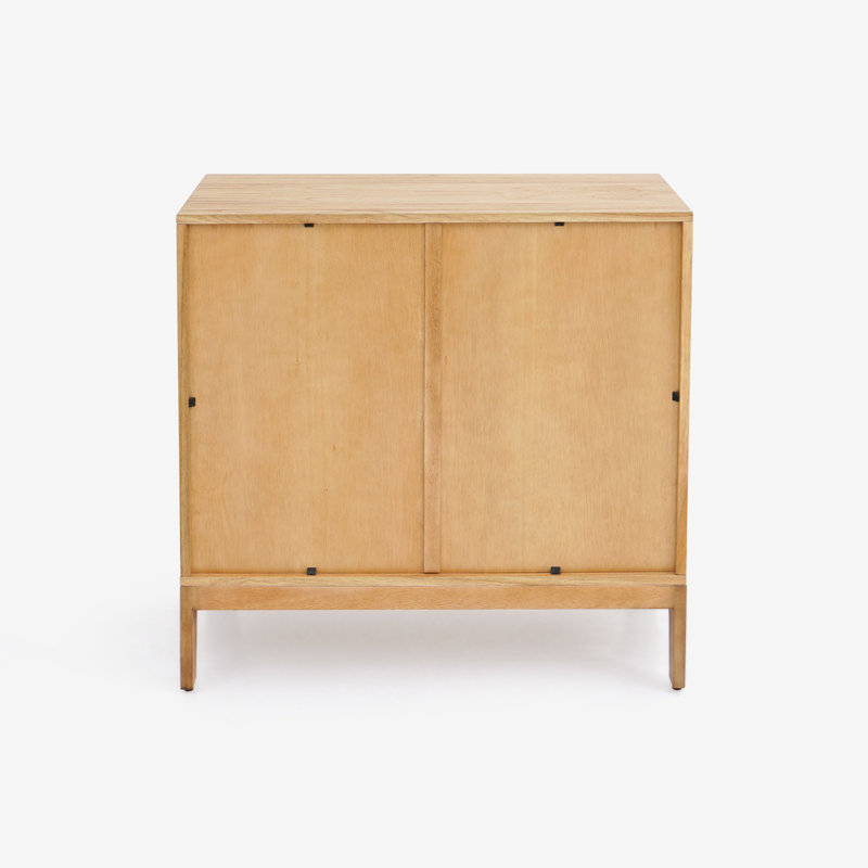Bohemian Oak Accent Cabinet with Sunburst Carved Doors, Fully Assembled Storage Cabinet, Decorative Sideboard for Living Room & Entryway