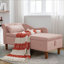  Chaise longue rembourrée en velours rose Blush-257069434