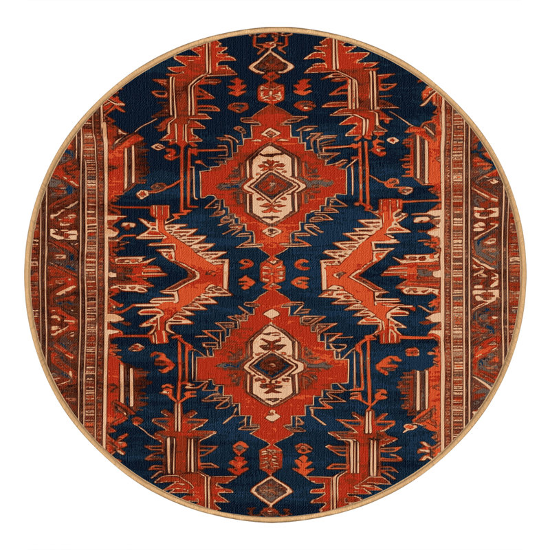 Tapis brun lavable à la machine, Rond 6 pi