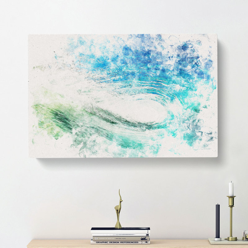 Within The Wave In Blue & Green - Wrapped Canvas Print, 50cm H x 76cm W x 3cm D
