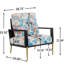 Fauteuil Art avec siège en velours floral bleu et cadre en bois