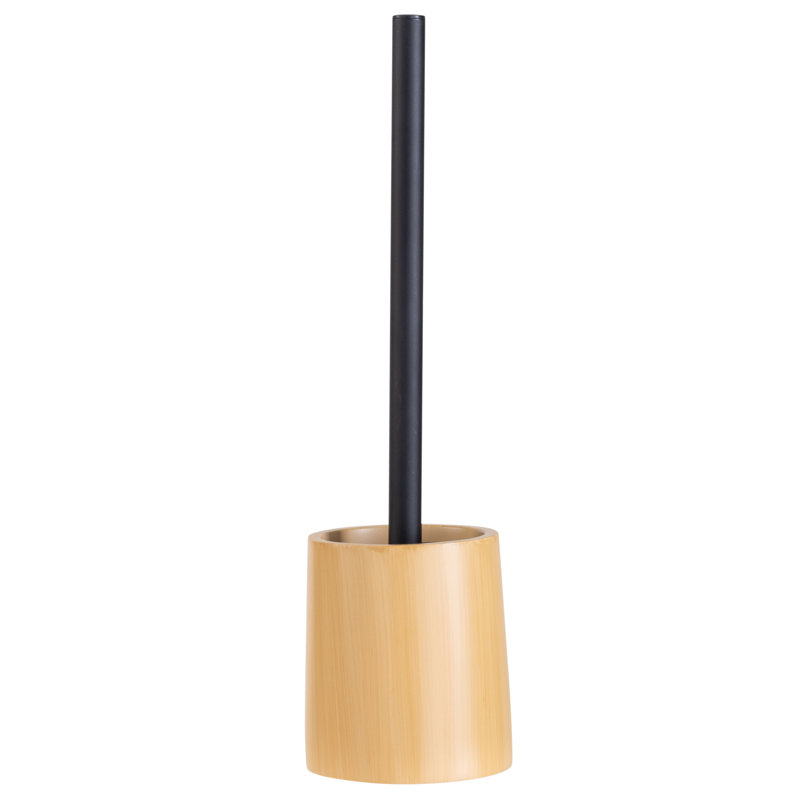 Natural Wood Finish Toilet Brush with Holder