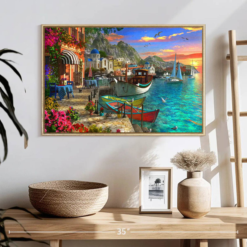 Grandios Grèce, Cadre flottant en bois naturel, 25 po x 17 po