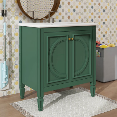 Meuble-lavabo minimaliste 30 po avec lavabo 30 po - Présentant deux portes et une tablette intégrée