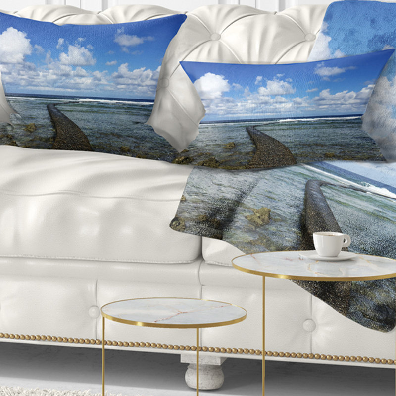 Coussin Seashore, côte rocheuse le long de l'océan Pacifique, Rectangle, 12 po x 20 po