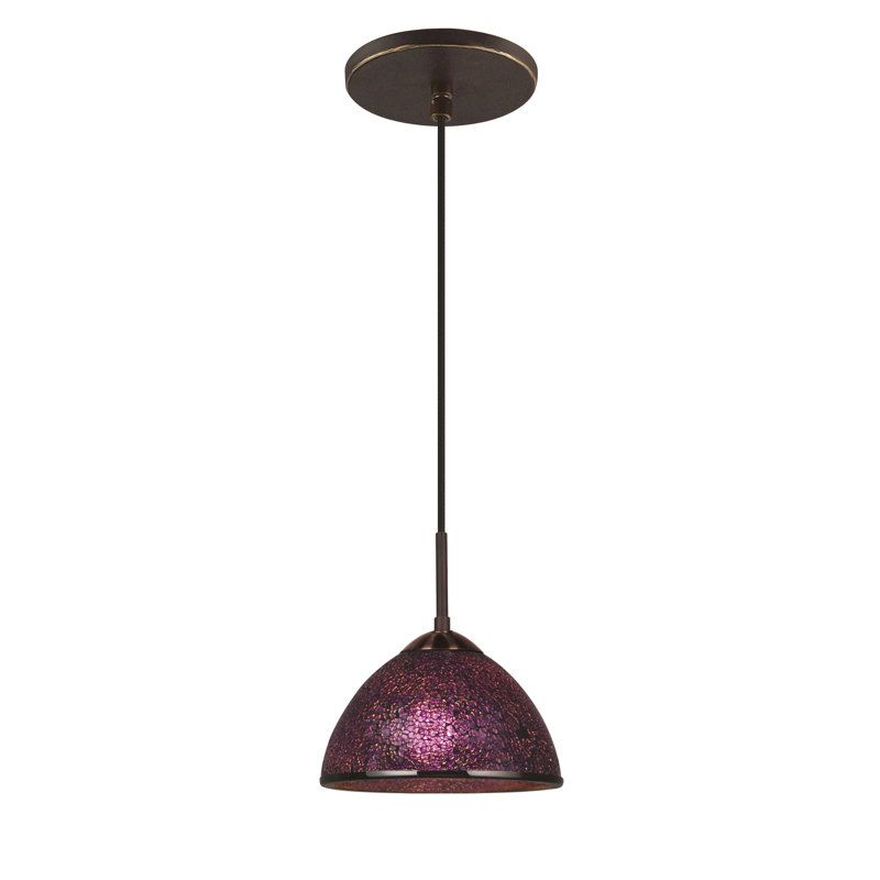 Luminaire suspendu en forme de dôme à 1 lumière Espalda, Rouge mosaïque, Bronze moyen