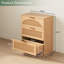 Table de chevet cannelée à 3 tiroirs de 60 cm de large avec poignées en métal, table de chevet en bois avec façades arquées pour chambre à coucher-1025762954
