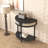 Half Moon Design End Table with Sliding Rattan Door