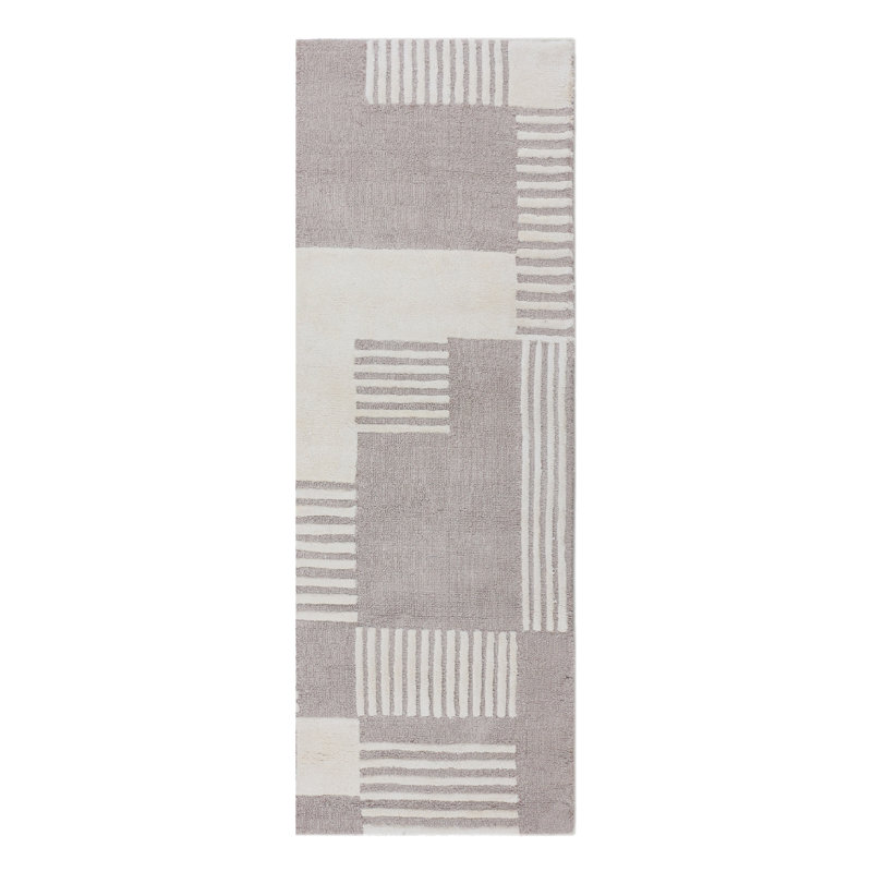 Outside The Box Geometric Area Rug in Gray/Ivory, Runner 2'6" x 12'