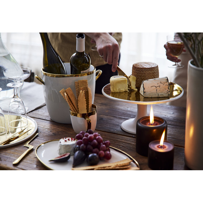 Présentoir à gâteaux en porcelaine Dauville Canvas Home, Blanc / or
