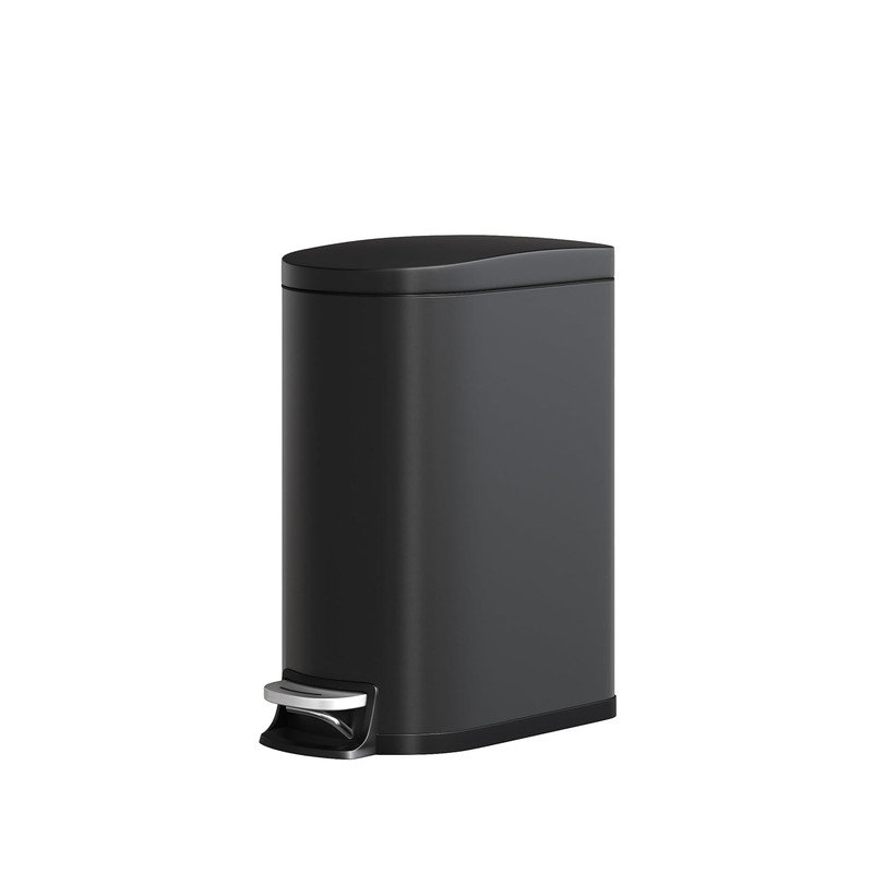 Poubelle de cuisine en acier inoxydable avec couvercle 13 po, Noir