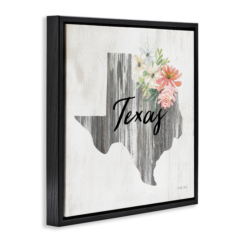 Art mural sur toile Shabby Elegance Texas Floater encadré par Cindy Jacobs, Cadre flottant noir de jais, H 18 po x l 18 po
