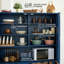 Garde-manger de 71 po de hauteur avec portes pliantes, garde-manger de style campagnard l 53 po avec tablette à micro-ondes et tablettes réglables-645965729
