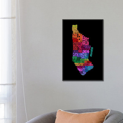 « new york typographie map » par michael tompsett, art textuel sur toile