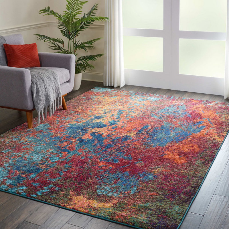 Abstract Rug, Thick Stain Resistant Graphics Rug, Modern Rug For Bedroom, Living Room, & Dining Room, Rectangle 274 x 366 cm