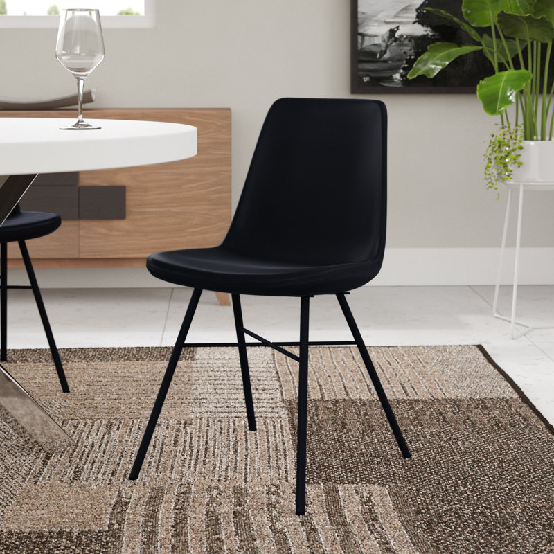 18'' H Faux Leather Upholstered Side Chair, Black, Black