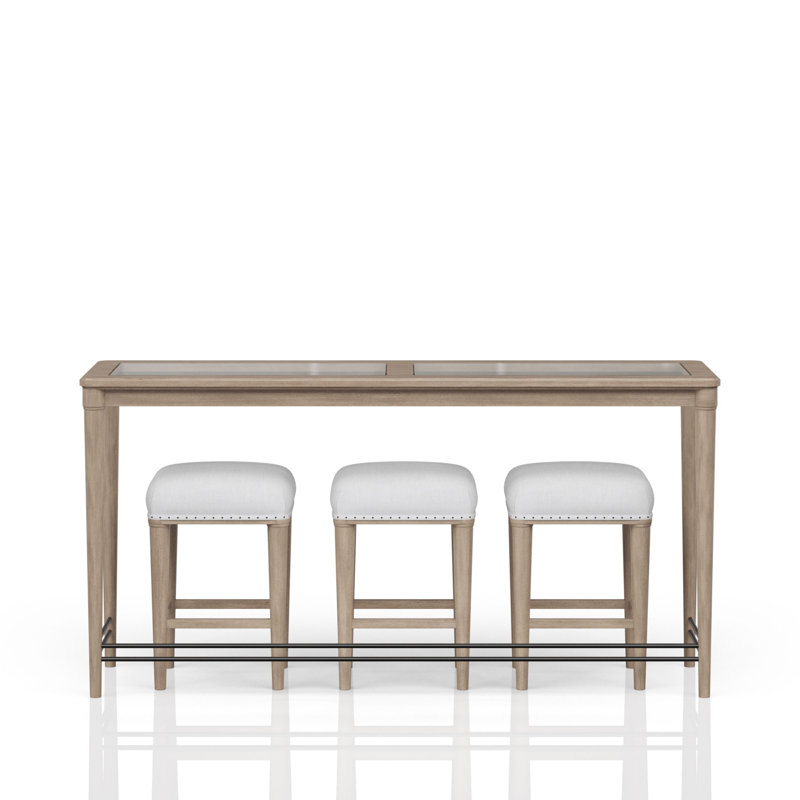 Frosted Glass Console Table With 3 Stools