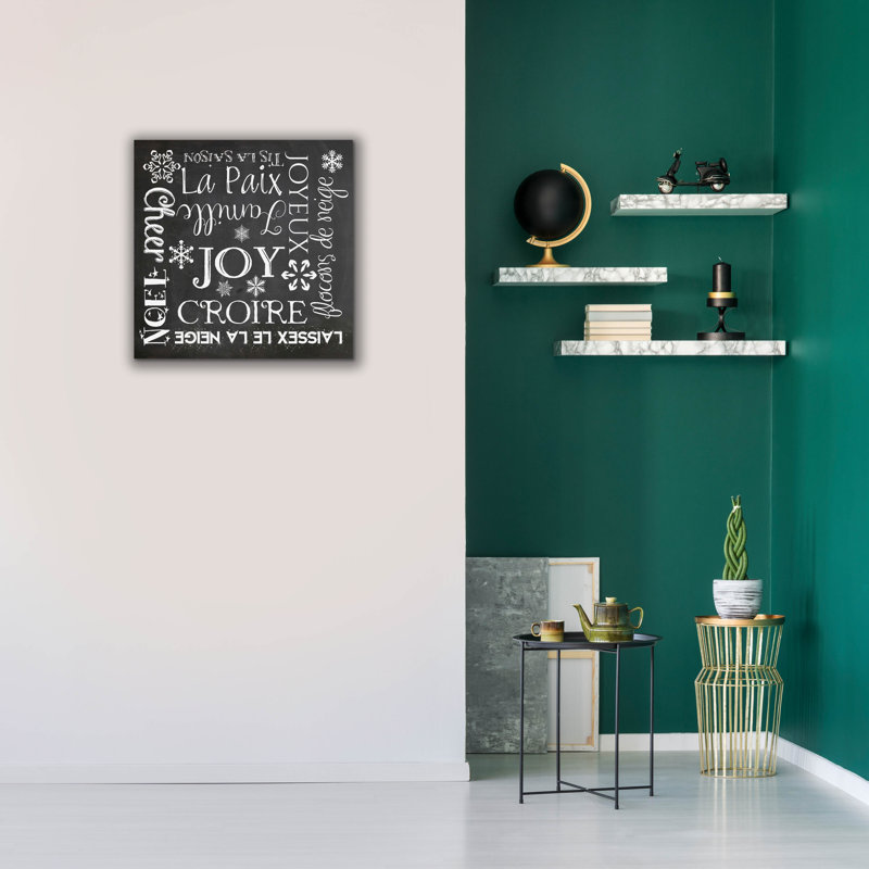 «Christmas Chalk 1 French» par Erin Clark, art mural sur toile, H 26 po x l 26 po x P 1,5 po