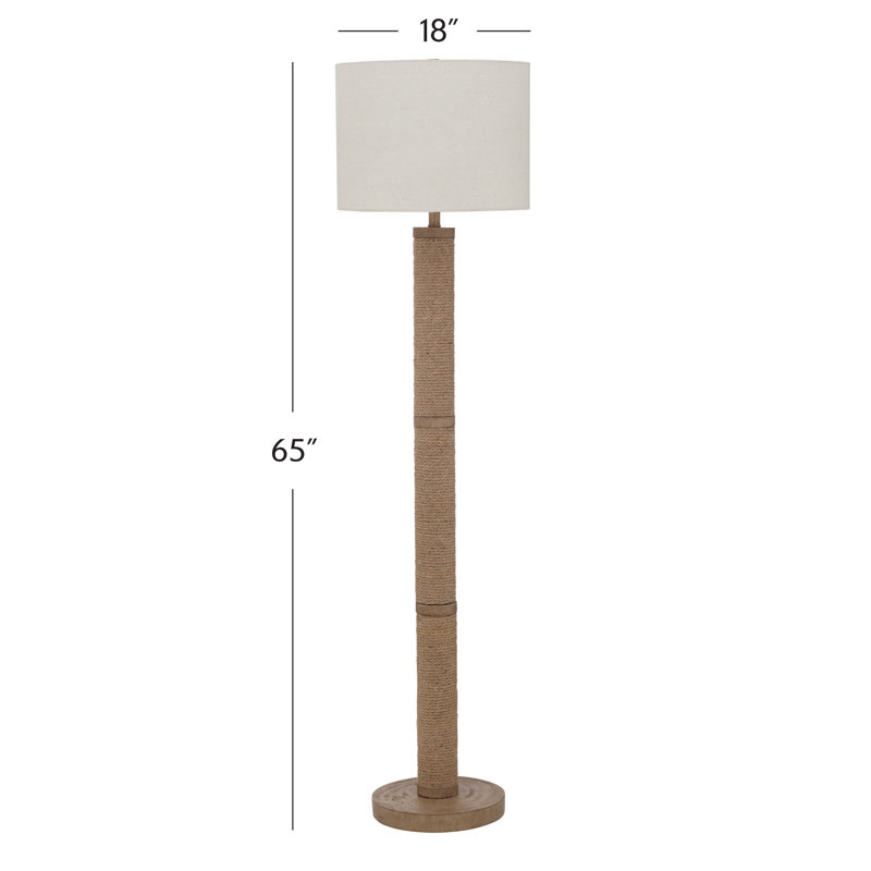 Chester Boho Coastal Floor Lamp with Rope Detailing & Drum Shade