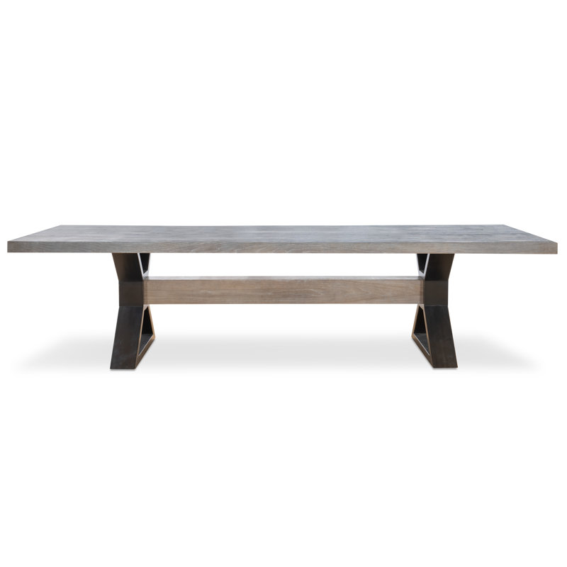 Open Sky Solid Oak Dining Table, Gray, 30" H x 120" L x 46" W