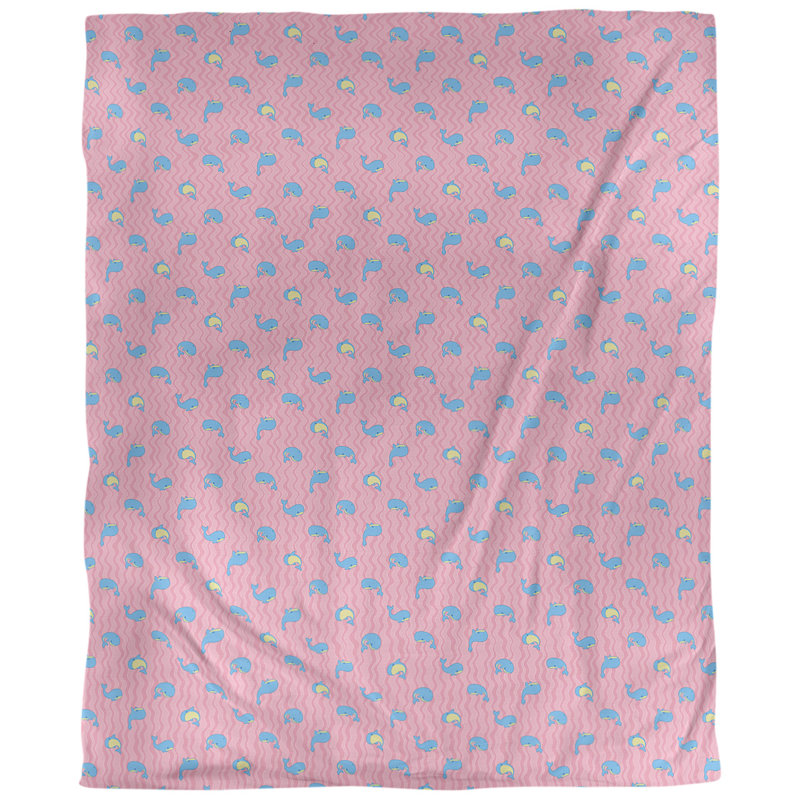 Tissu baleines, Rose-jaune / bleu, L 54 po x l 36 po, Lin huître palazzo