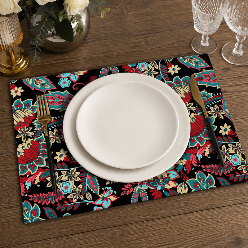 4-Piece Polyester Rectangle Dining Table Placemat