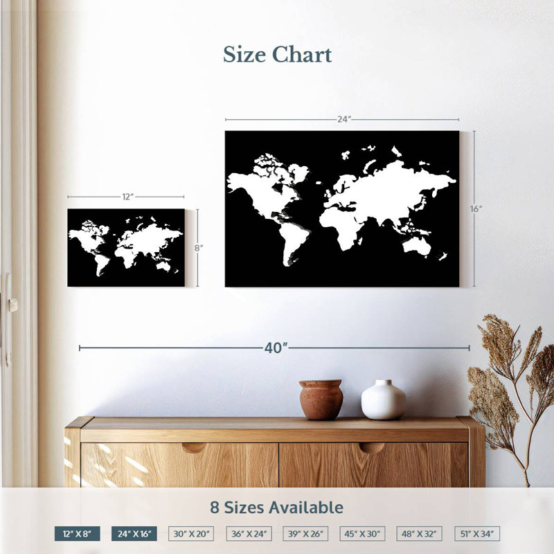 Aliaz Dark World Map, 16" H x 24" W