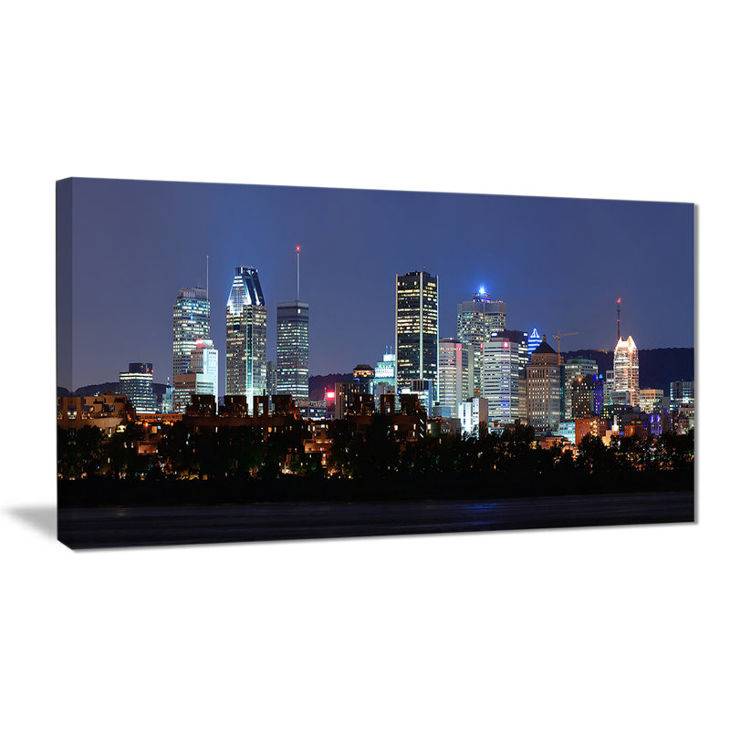 «Montreal Over River at Dusk», reproduction de photo sur toile, H 16 po x l 32 po x P 1 po
