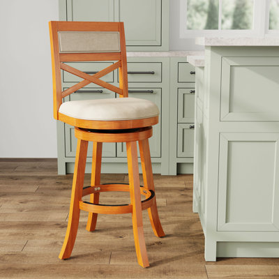 Tabouret pivotant à dossier en X de 30 po de hauteur, siège en tissu