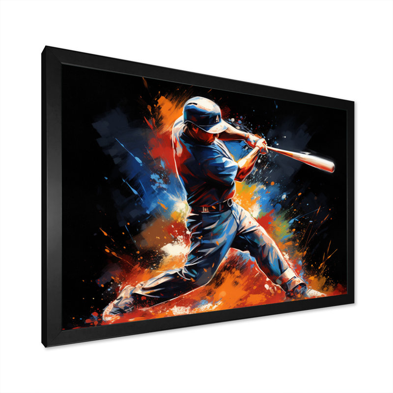 Baseball Swing Of Emotion III - Sport, impressions sur toile, H 34 po x l 44 po x P 1,5 po, Cadre photo noir