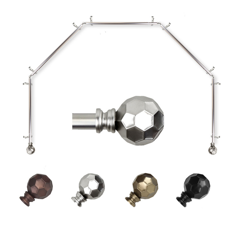 Tringle à rideaux simple à 5 côtés Campanella, Nickel satiné, 18 à 28 po (de chaque côté)