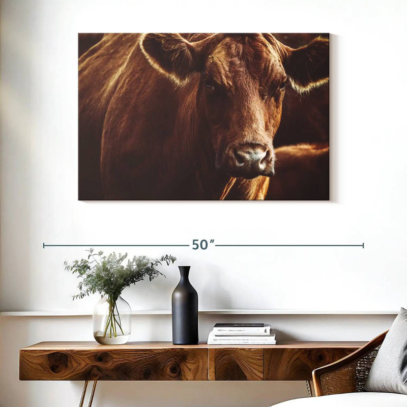 Brampt Expressive Brown Cow, 26" H x 39" W