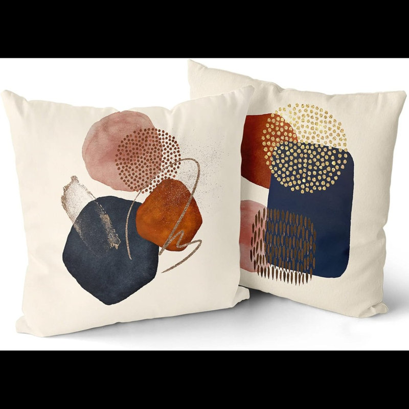 Boho Navy Blue Burnt Orange Pillow Covers