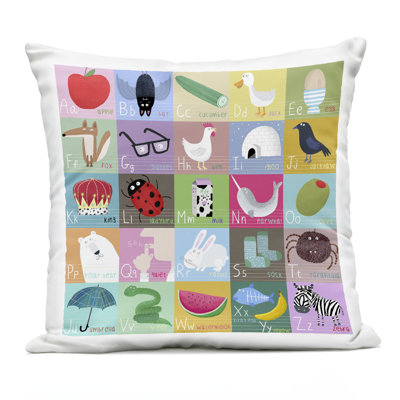 Alphabet Learning First Words Outdoor Printed Pillow, design by Carla Daly