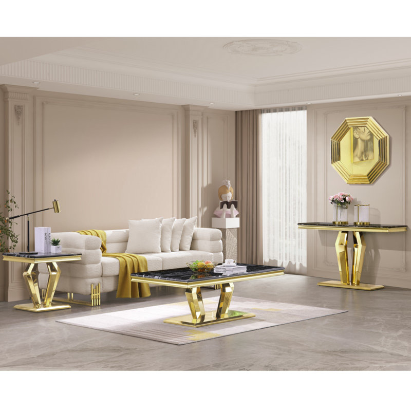 Marshilah Single Coffee Table, Black, Gold