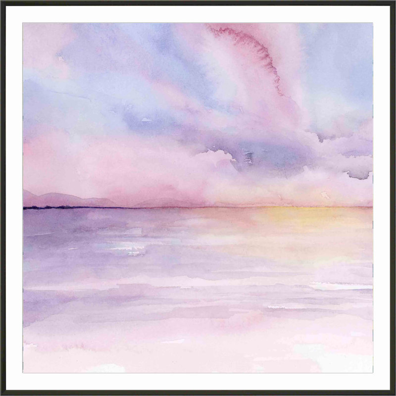 «Pale Sunset I» par Grace Popp - peinture encadrée, H 30 po x l 30 po, Noir
