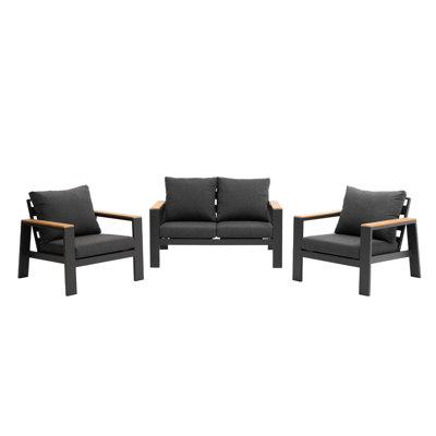 54.9'' Wide Straight Powder Coated Aluminum Patio Sofa with Cushions