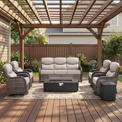 Wicker Patio Conversation Set with Cushions