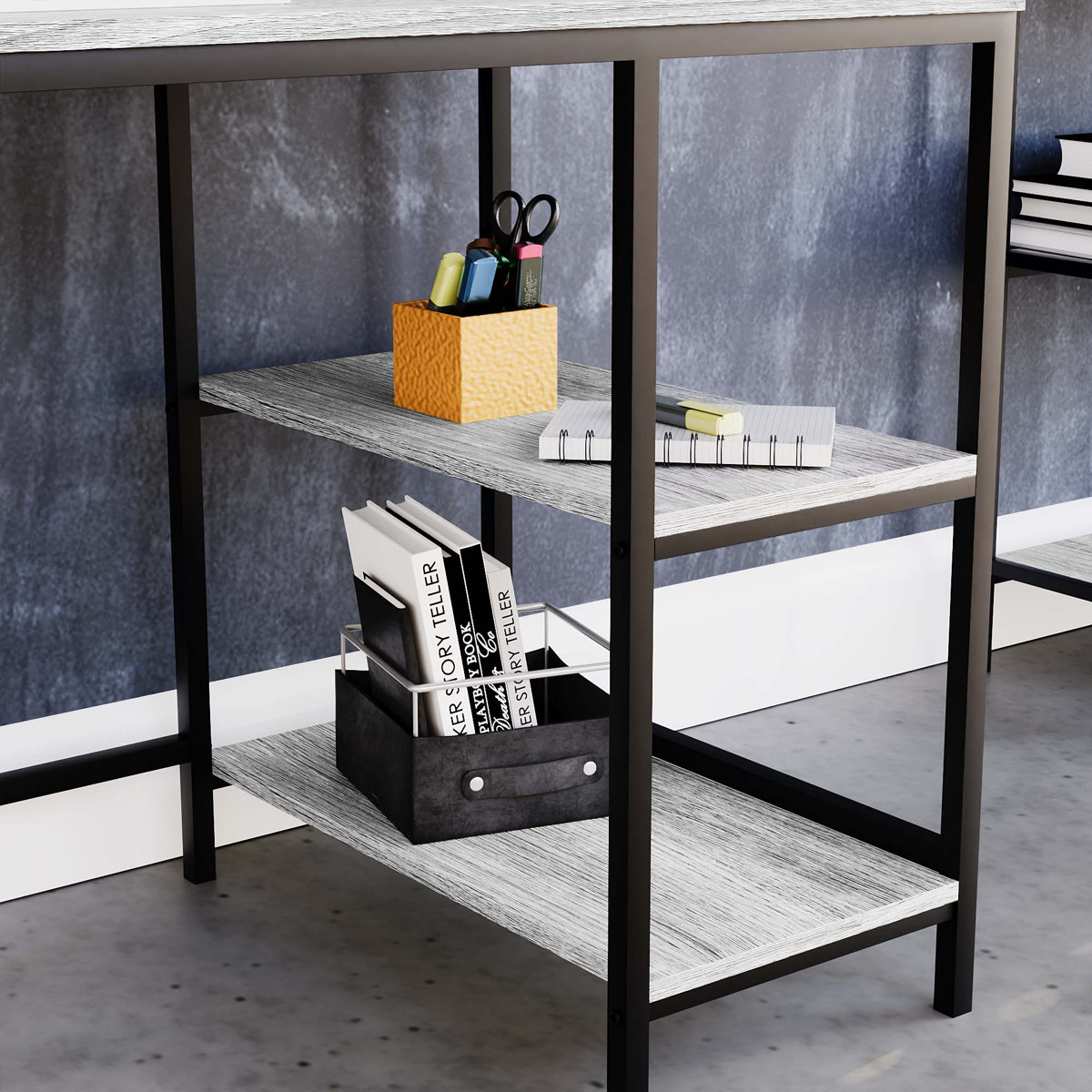 Borough Wharf Sylvie Industrial Style Computer Desk With Storage ...