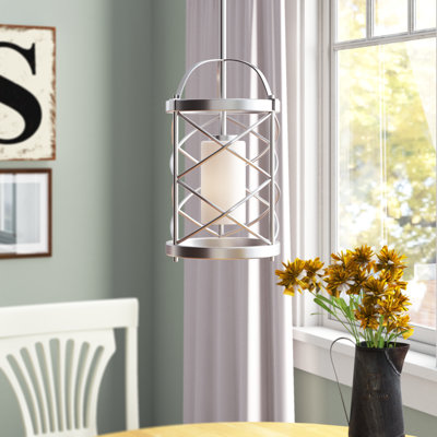 Luminaire suspendu cylindrique de style lanterne à 1 lumière Gaen