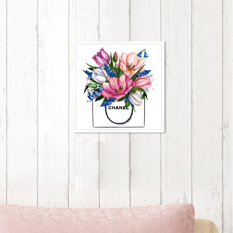 « poupée souvenirs-tulip magasiner sac », impression, H 14 po x l 14 po x P 0,5 po, Cadre blanc