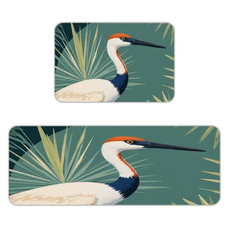 Ensemble de 2 tapis de cuisine oiseaux tropicaux et palmiers