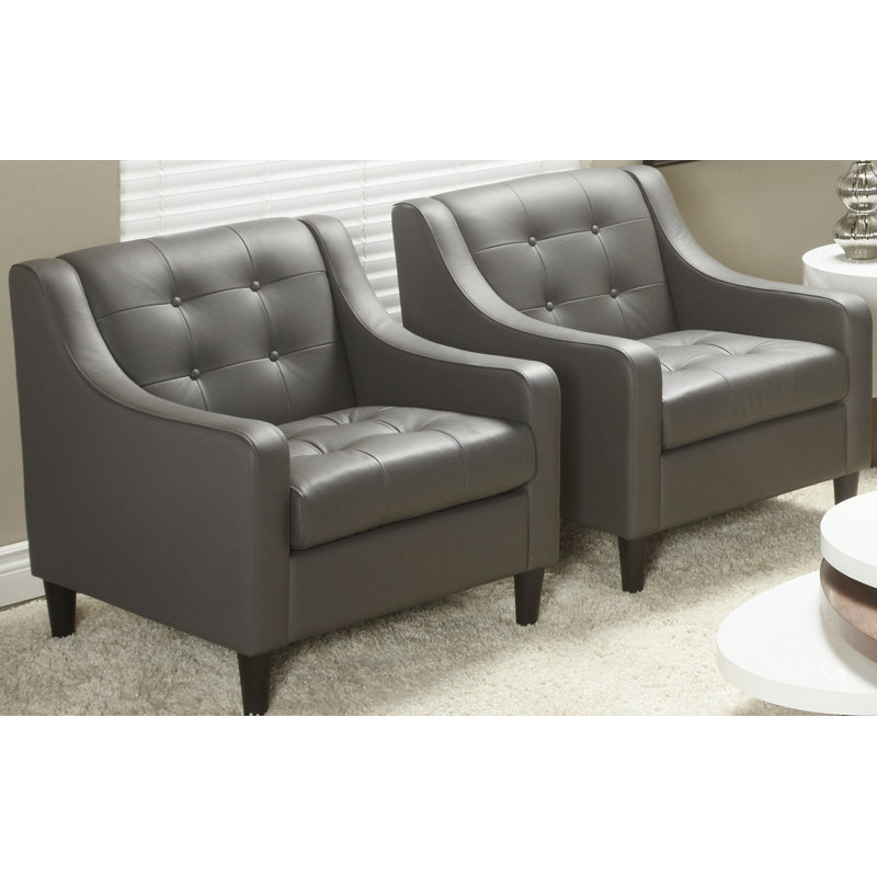 Fauteuil en cuir Duff 29 po Dann, Cuir véritable gris