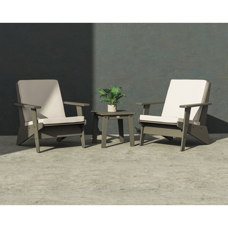 Ensemble de chaises modernes 3 pièces POLYWOOD x Sol 72, Revolution® tweed patiné, Blanc