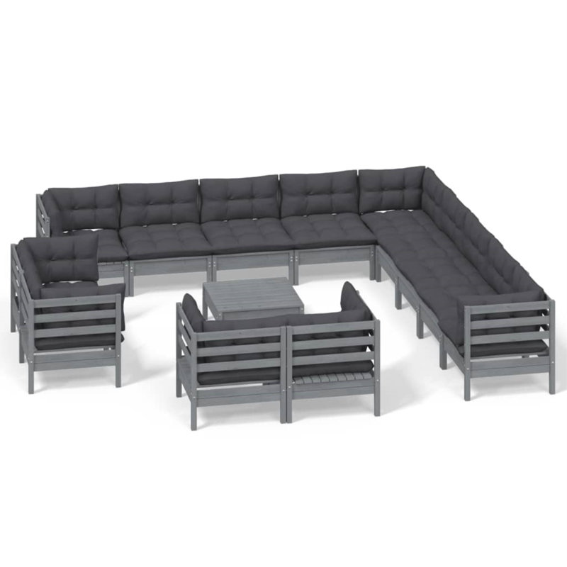 Ensemble de conversation modulaire 14 pièces, Gris, Gris