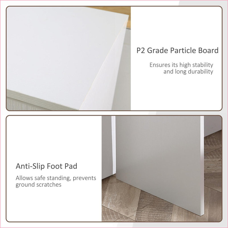 Bureau d'ordinateur en forme de L avec conception pivotante à 180 °, tablettes de rangement, tiroir et amp; Cabinet pour bureau personnel | Blanc | Panneau de particules P2