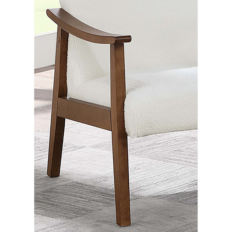 Chaise d'appoint moderne blanche rembourrée en laine, structure à profil bas et mousse pour plus de confort Tissu en laine avec coussin de dossier amovible
